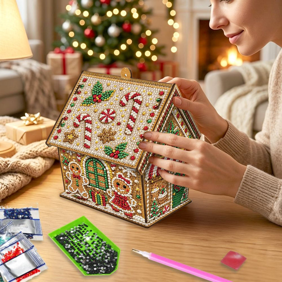 Diamond Painting Kersthuis – Peperkoek & Zuurstokken