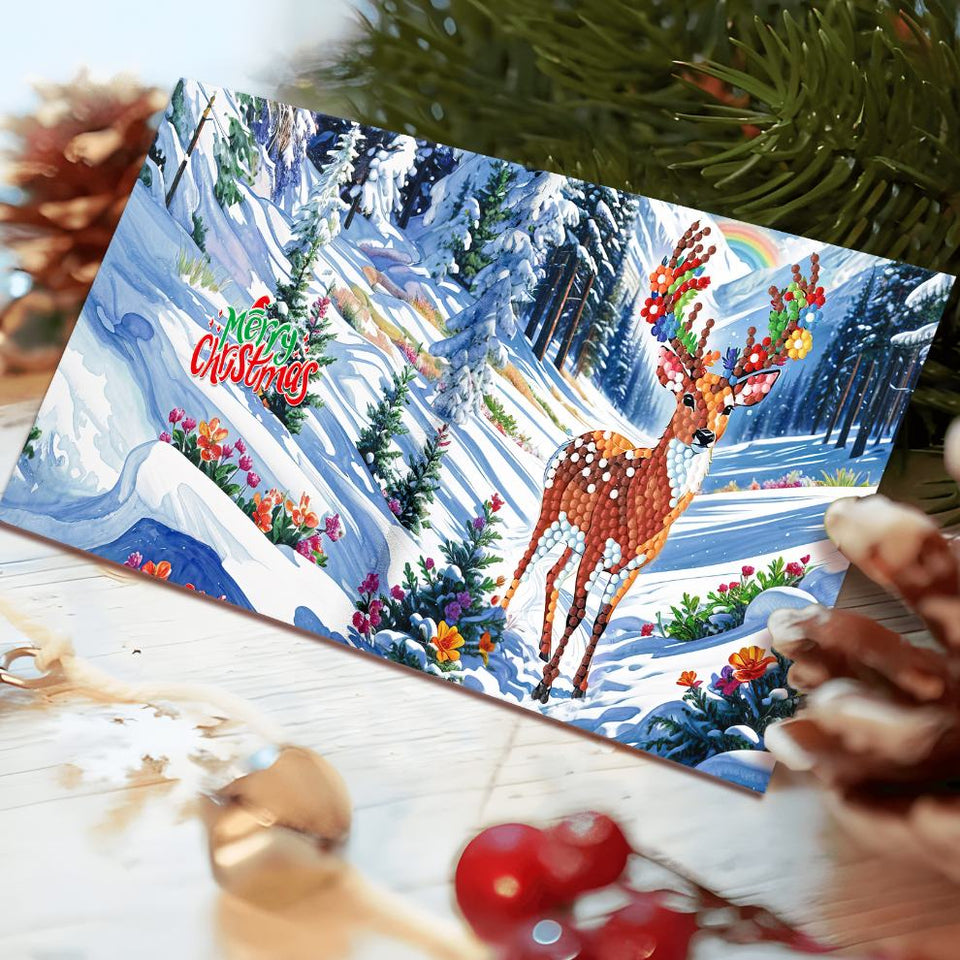 12 Kerstkaarten - Kerstman & Diertjes set