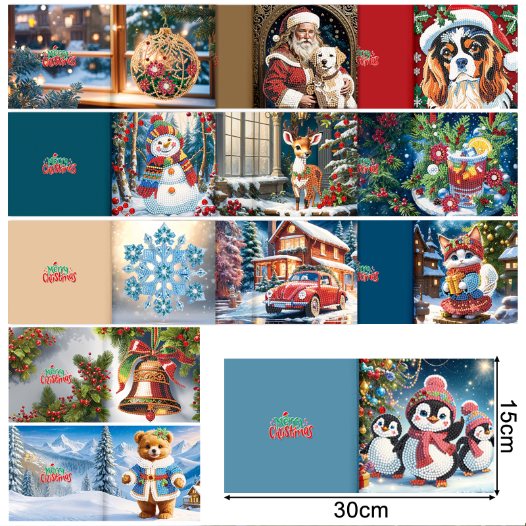 12 Kerstkaarten - Kerstmagie set