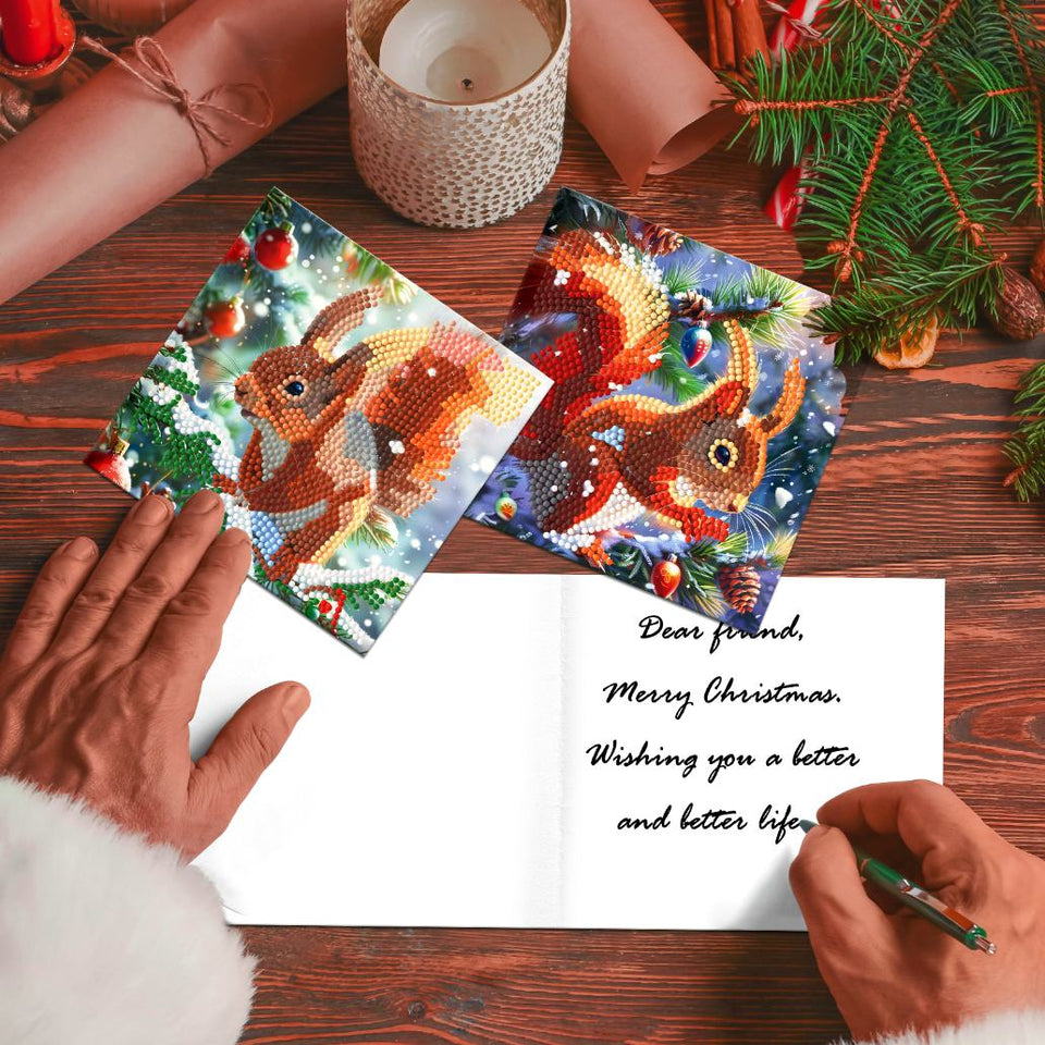 12 Kerstkaarten - Kerst Eekhoorn set