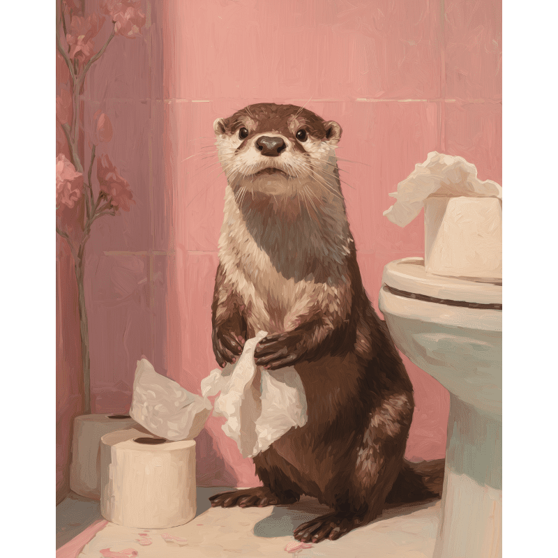 Otter op het toilet-Diamond Painting