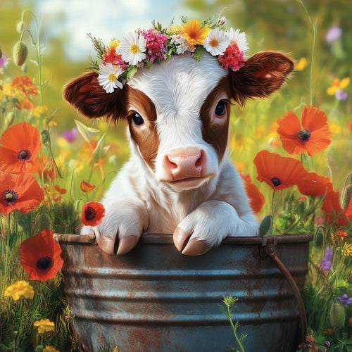 Schattig Kalfje in de emmer