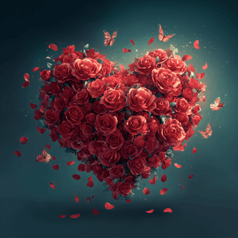 Hartvormig boeket-Diamond Painting