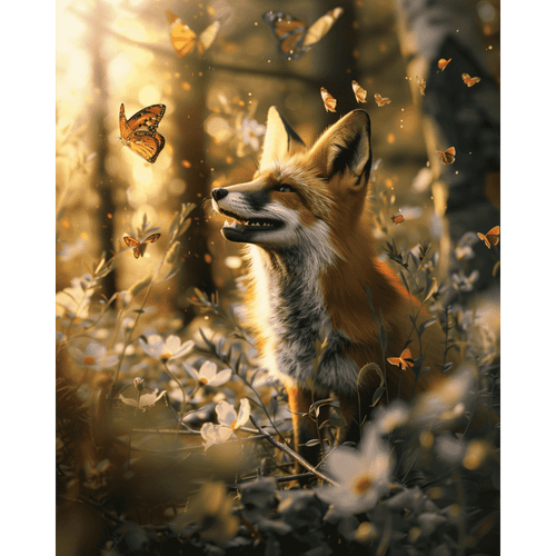 Diamond painting - Vos en de vlinder