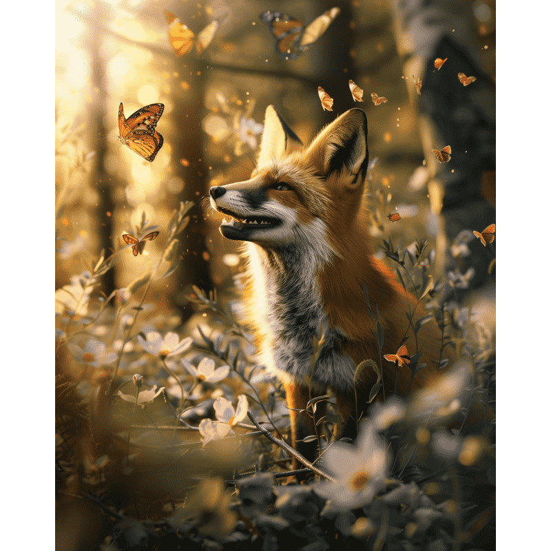 Vos en de vlinder-Diamond Painting