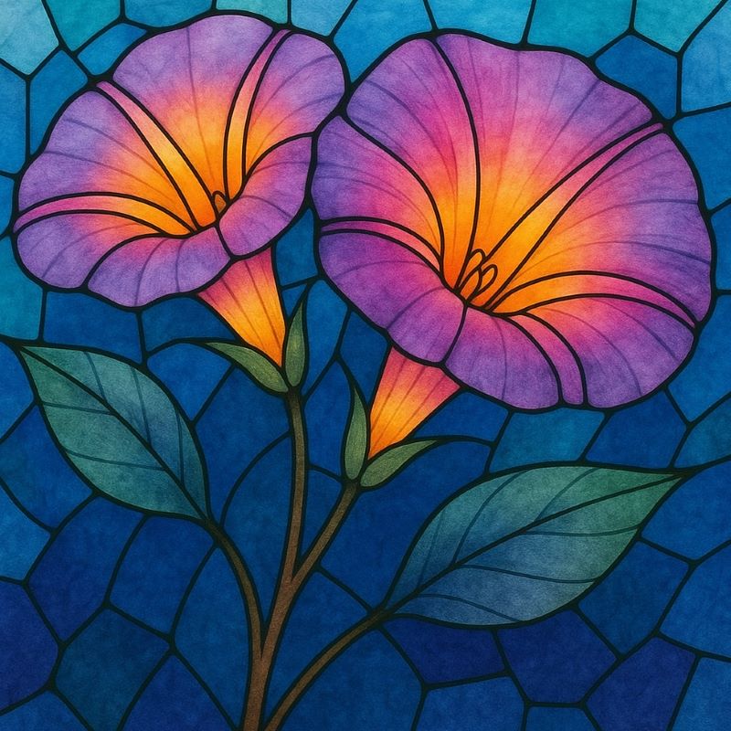 Glas in lood ochtendglories-Diamond Painting