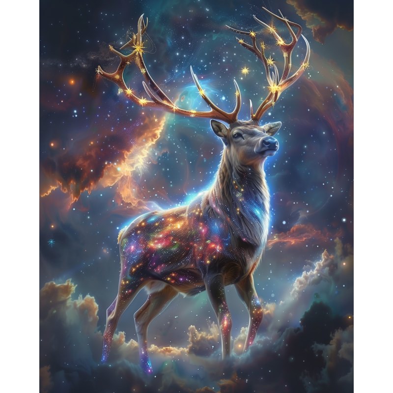 Diamond painting - Majestueuze hert in de wolken