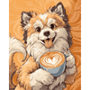 Schattige hond met koffie-Diamond Painting