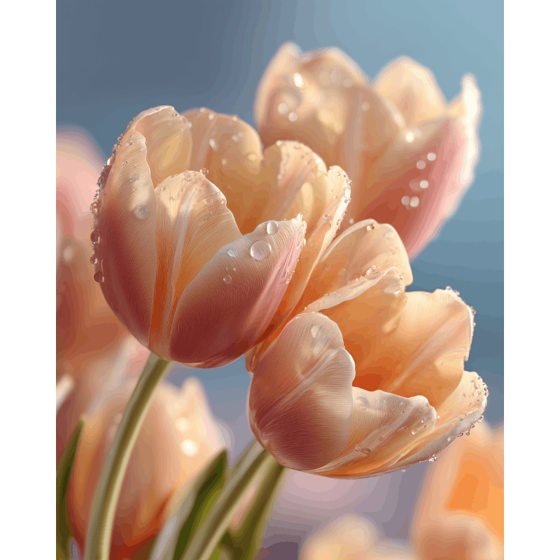 Zachtroze tulpen-Diamond Painting