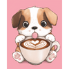 Schattige puppy met cappuccino-Diamond Painting