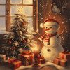 Sneeuwman en zijn cadeautjes