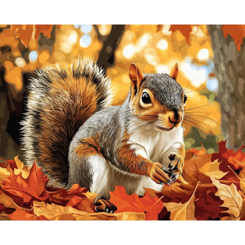 Diamond painting - Eekhoorn tussen de bladeren