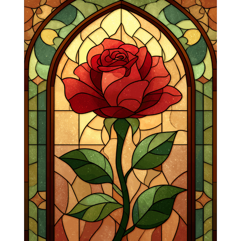 Glas-in-loodroos-Diamond Painting