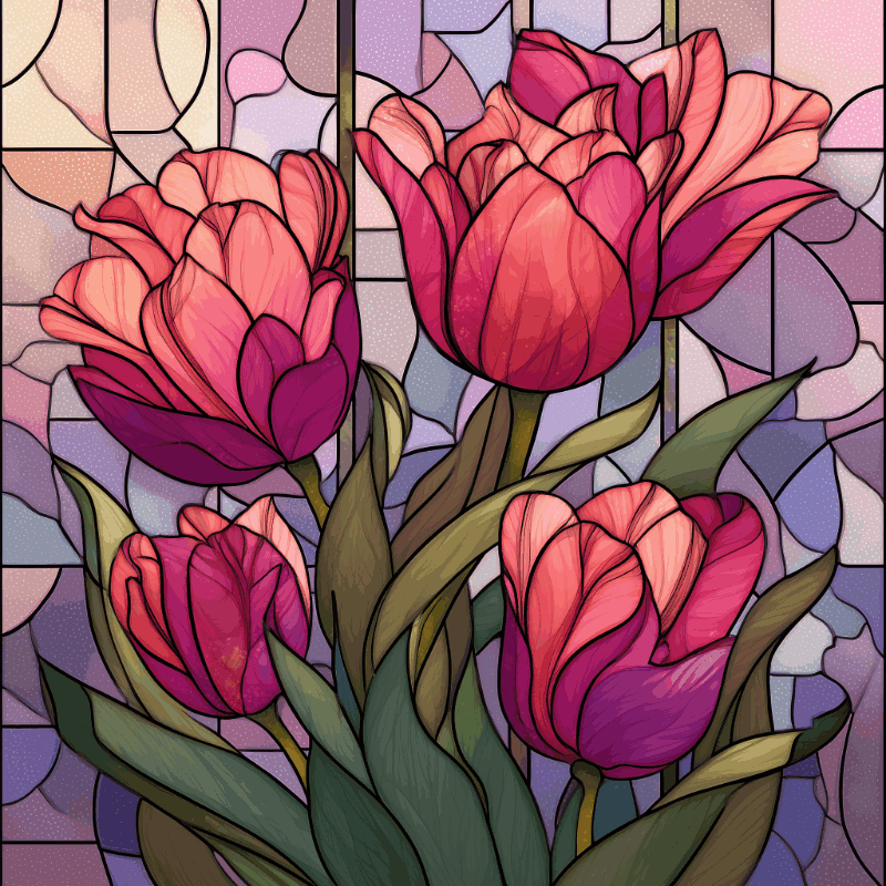 Glas-in-loodtulpen-Diamond Painting
