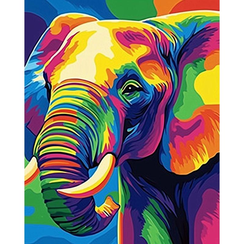 Abstracte Kleurrijke Olifant - Diamond Painting