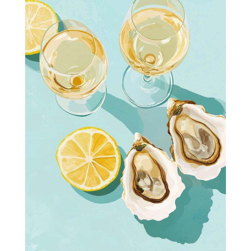 Witte Wijn en oesters - Diamond Painting