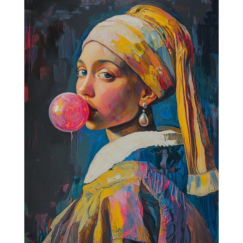 Meisje met de parel kauwgom - Diamond Painting