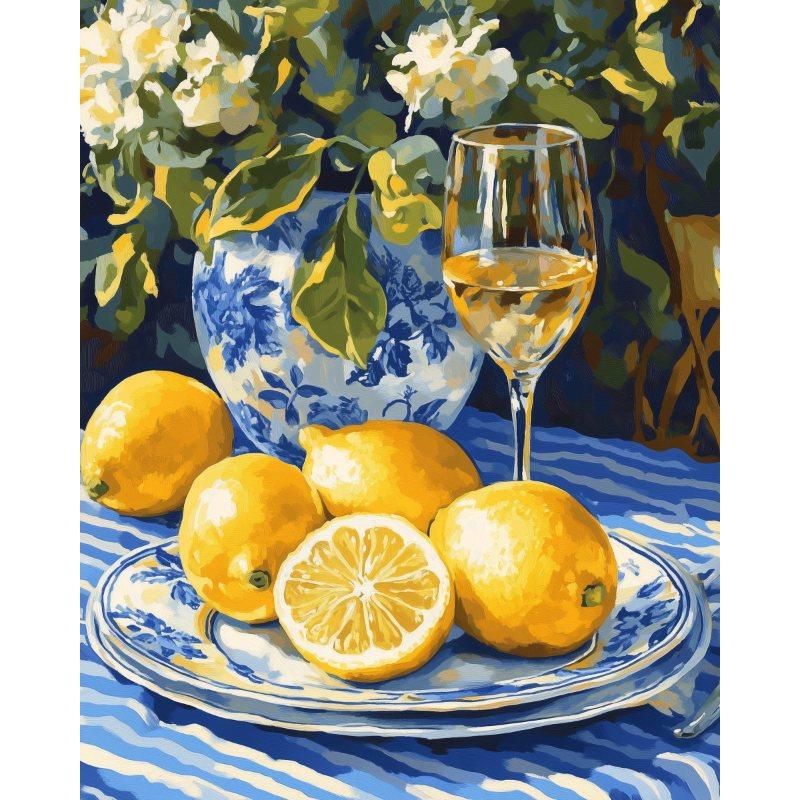 Citroen en wijn - Diamond Painting