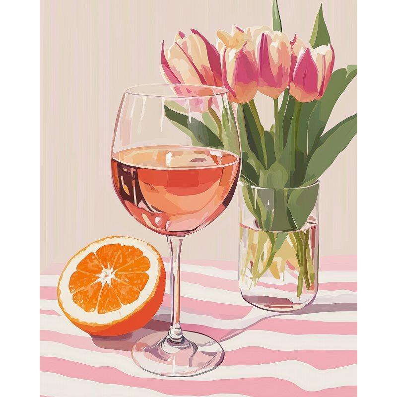 Sinaasappel wijn en tulpen - Diamond Painting