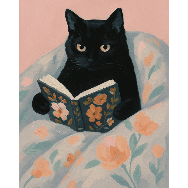 Lezende kat - Diamond Painting