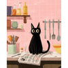 De zwarte kat in de keuken - Diamond Painting