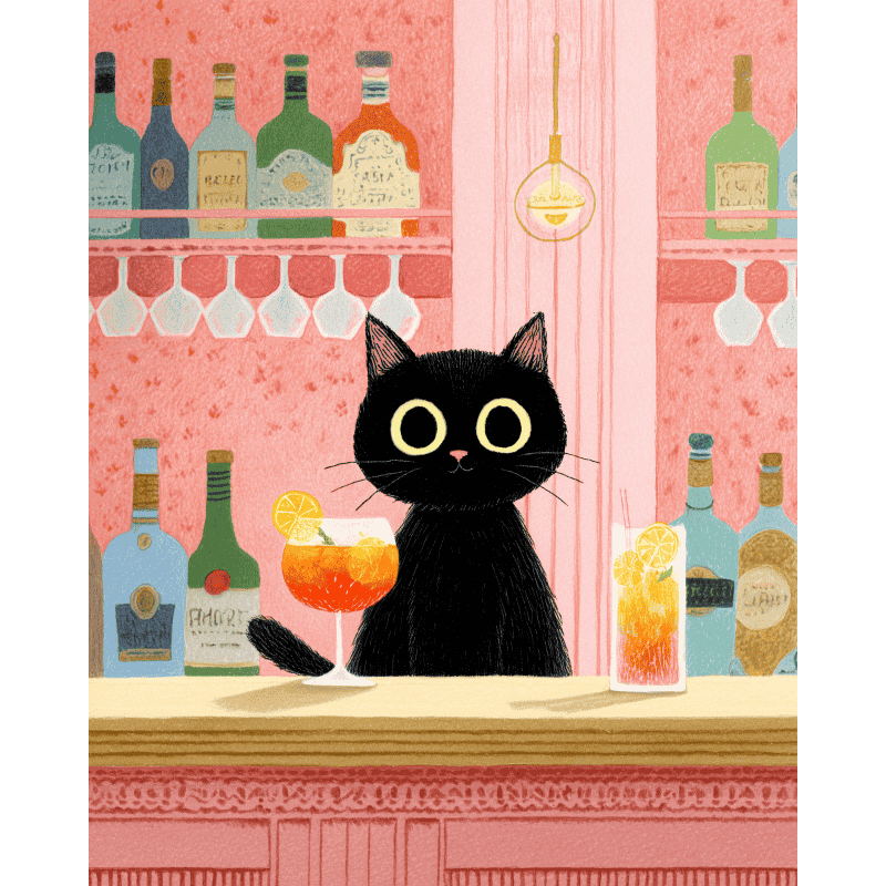 De zwarte kat in de bar - Diamond Painting