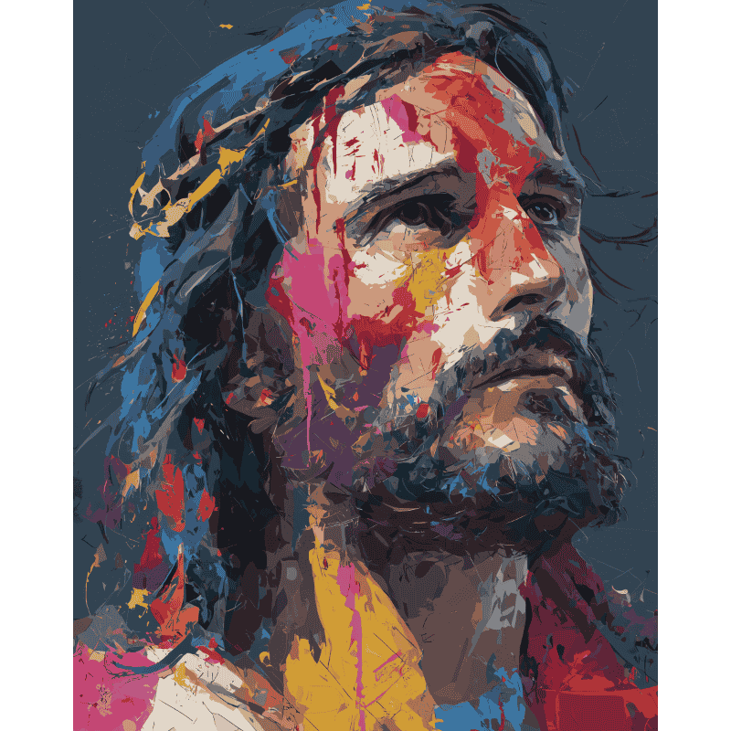 Abstracte Jezus - Diamond Painting