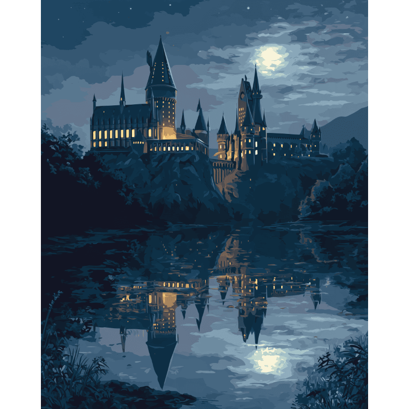 Maanverlicht kasteel - Diamond Painting