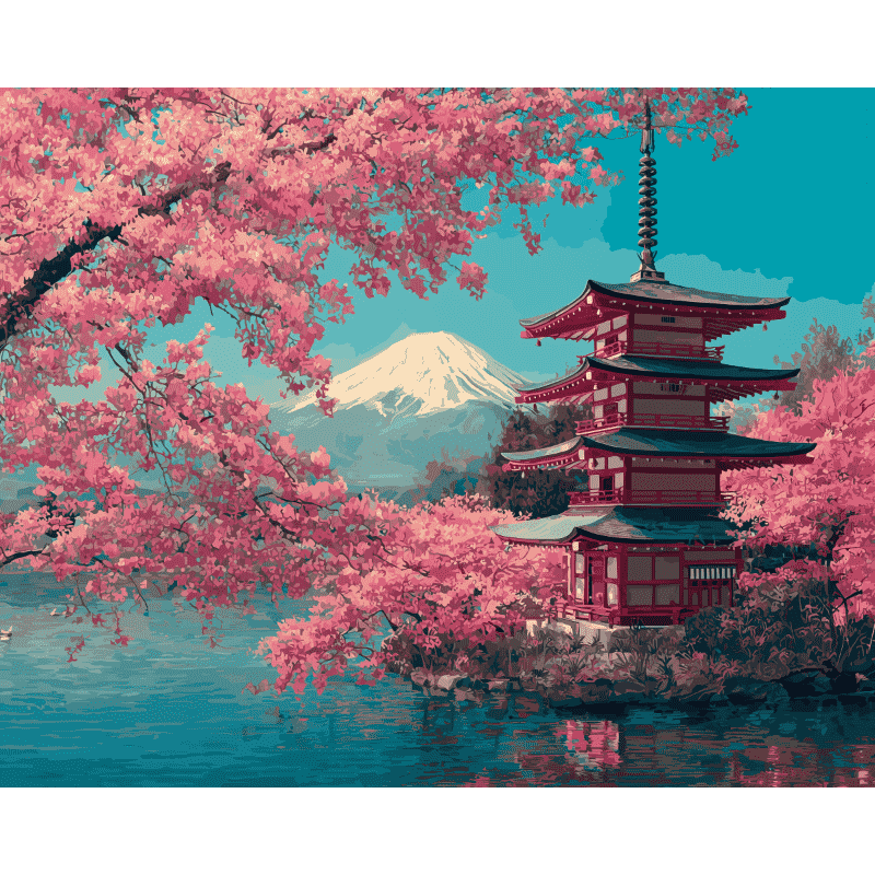 Fuji-bloesems - Diamond Painting