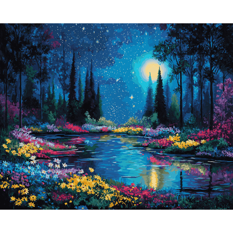 Sterrennacht tuin - Diamond Painting