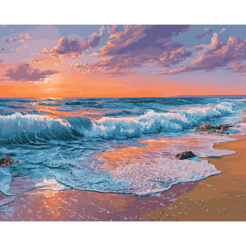 Roze zonsondergang - Diamond Painting