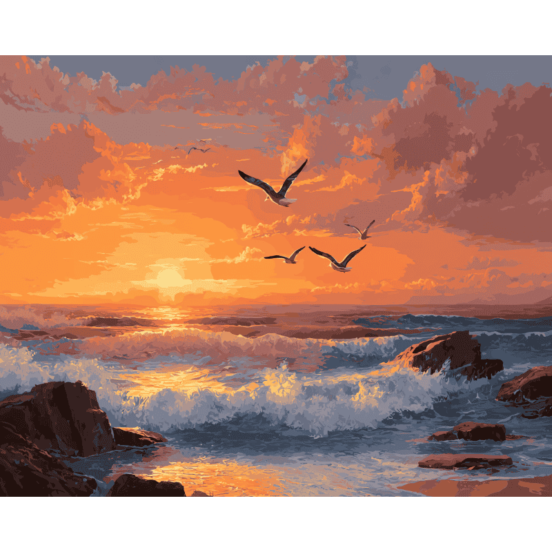 Oceaan zonsondergang - Diamond Painting