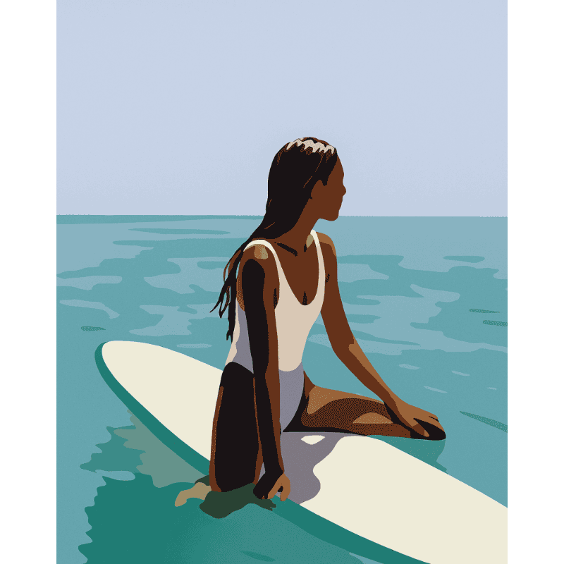 Dame op surfplank - Diamond Painting