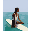 Dame op surfplank - Diamond Painting