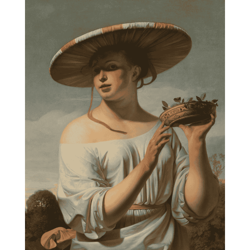 Vrouw met brede hoed - Caesar Boetius van Everdingen - Diamond Painting
