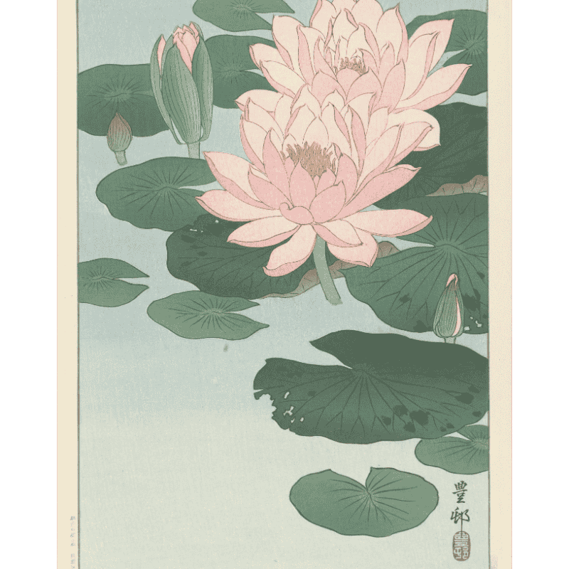 Bloeiende waterlelie - Ohara Koson - Diamond Painting