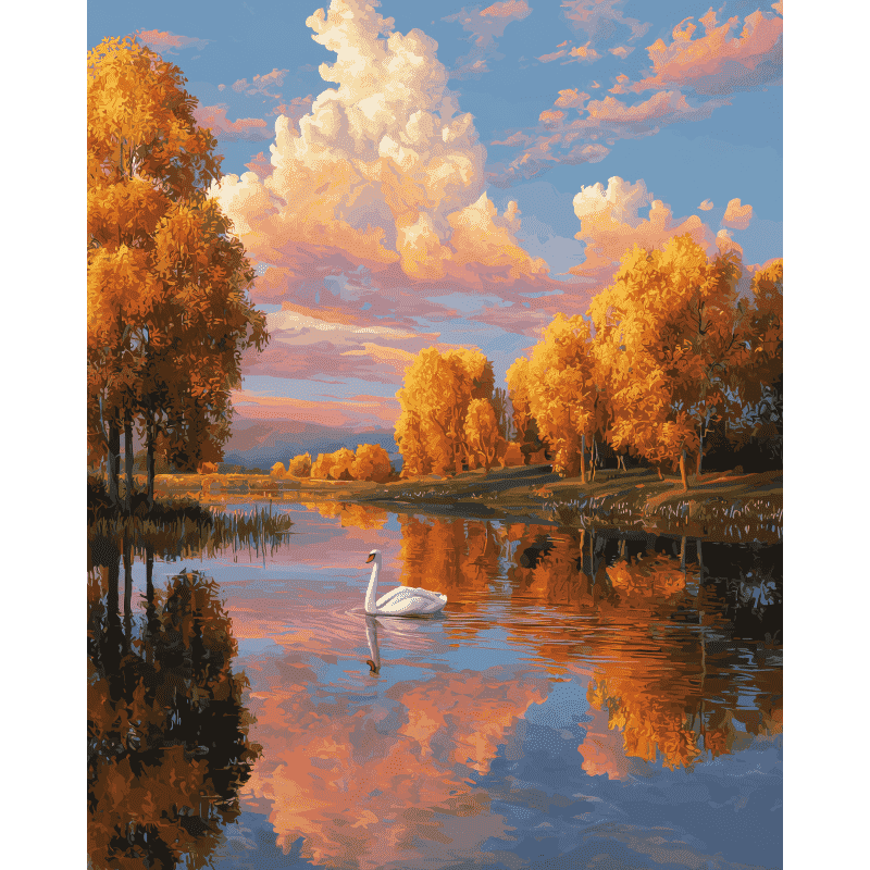 Glijdende zwaan - Diamond Painting