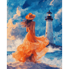 Vrouw bij de vuurtoren - Diamond Painting