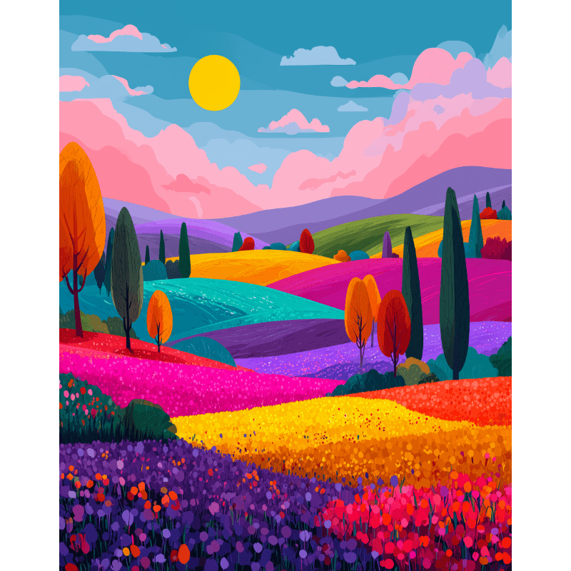 Levendig landschap 2.0 - Diamond Painting