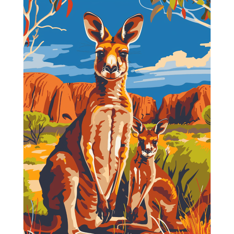 Australische kangoeroes - Diamond Painting