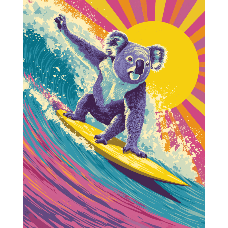 Surfende koala - Diamond Painting