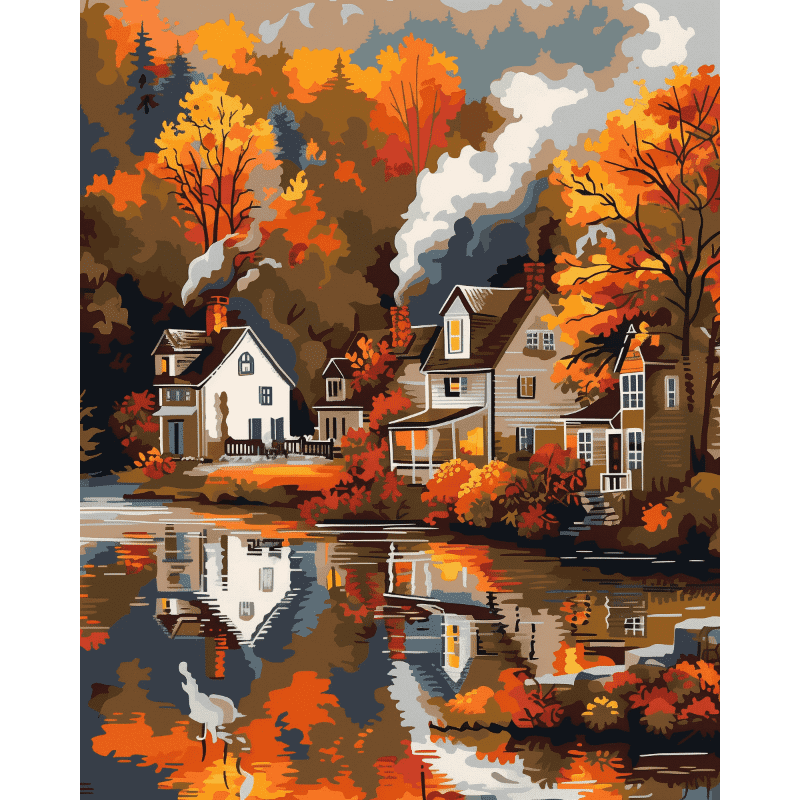 Dorp in de Herfst - Diamond Painting