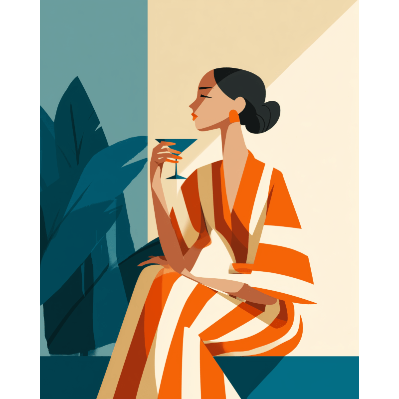 Vrouw in oranje - Diamond Painting