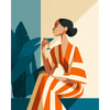 Vrouw in oranje - Diamond Painting