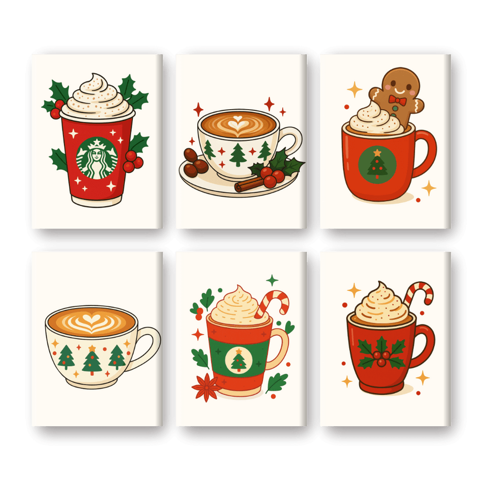 6 Mini Paintings | Kerstkoffie Set - Diamond Painting