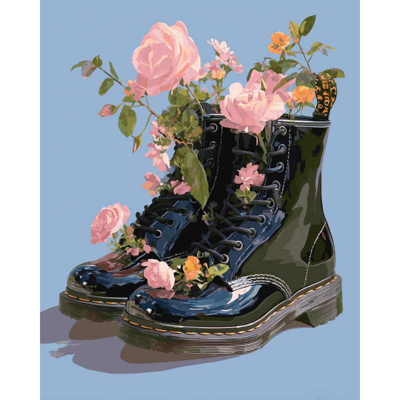 Wildbloemen in laarzen - Diamond Painting