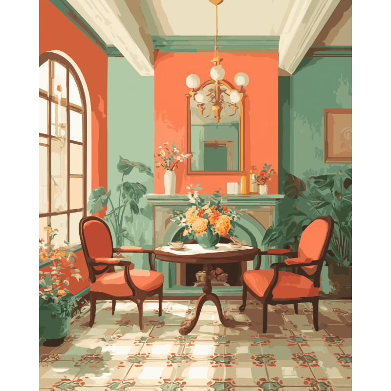 Kamer in oranje - Diamond Painting