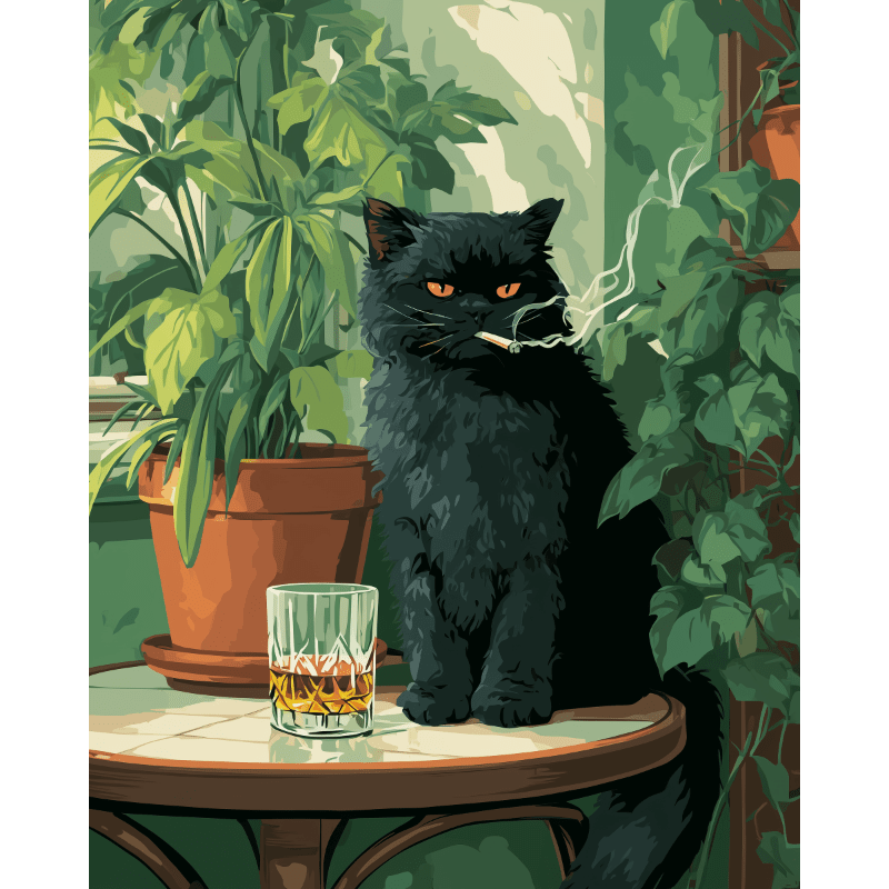 Chagrijnige kat - Diamond Painting