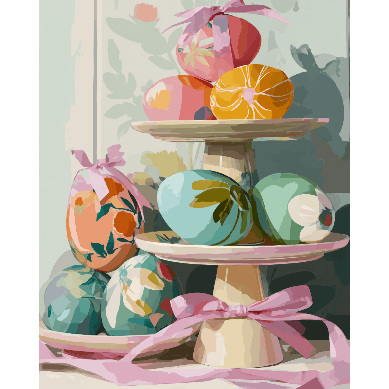 Pastelkleurige paaseieren - Diamond Painting
