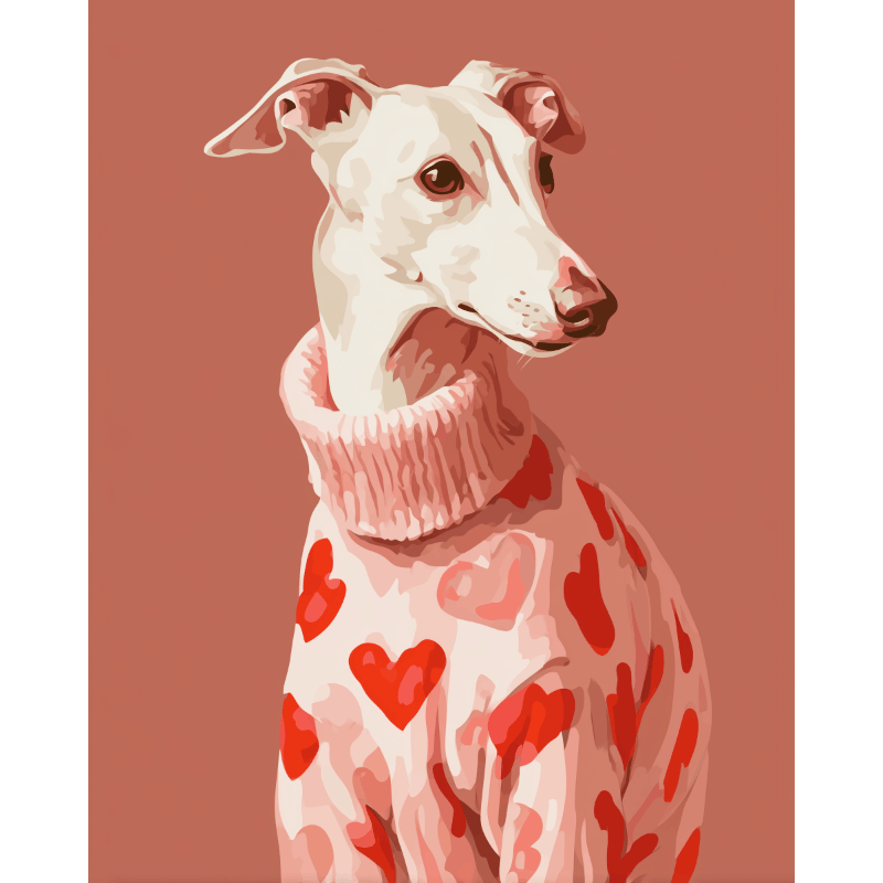 Windhond in roze - Diamond Painting
